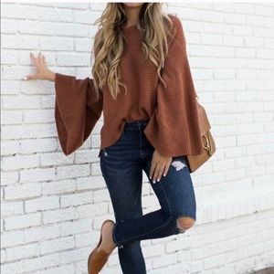 Rust Bell Sleeve Sweater